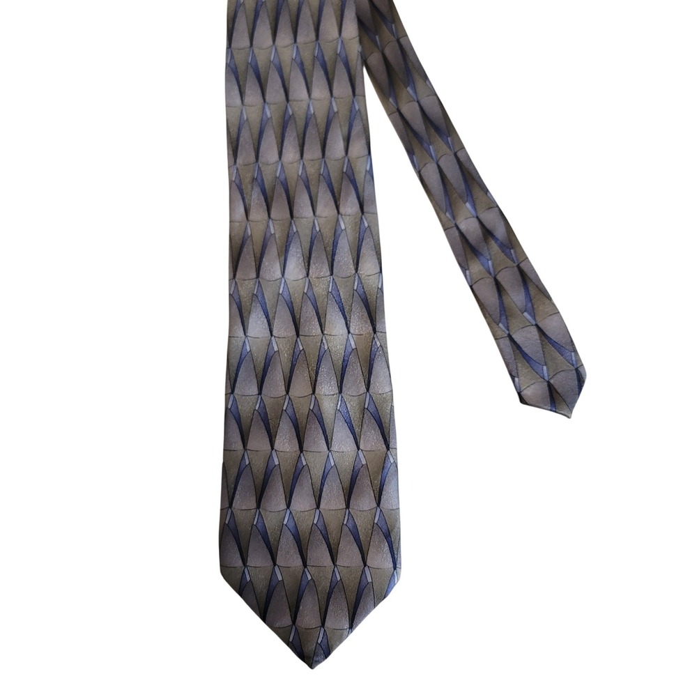 Vintage‎ 90's Grateful Dead Down The Mountain 100% Silk Tie Blue Grey Geometric